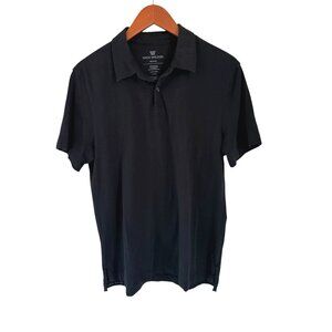 Mack Weldon Black Polo Shirt Medium 100% Pima Cotton Short Sleeve Mens Classic C